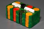 Stunning Emerald Green Swirl Catalin Poker Chip Caddy with Chips